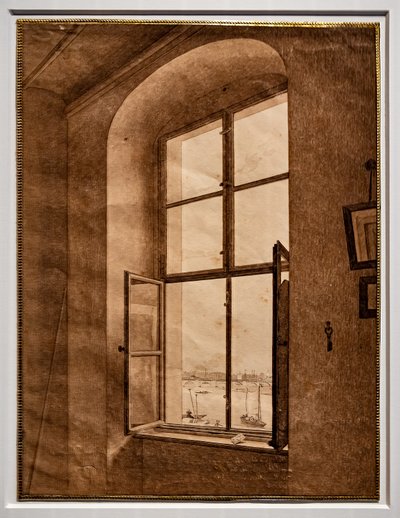 Utsikt fra kunstnerens atelier, vindu til venstre av Caspar David Friedrich