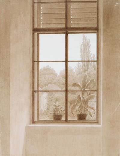 Vindu med utsikt over parken, 1810-1811. av Caspar David Friedrich