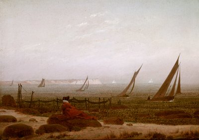 Kvinne på stranden ved Rugen av Caspar David Friedrich