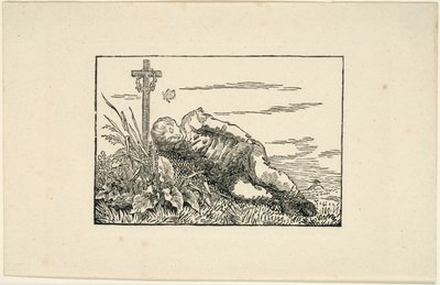 Ung mann ligger på en grav av Caspar David Friedrich