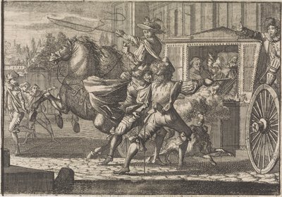 Angrep på Nicolau Monteiro, Prior av Cedofeita, i Romas gater av Caspar Luyken (attributed to)