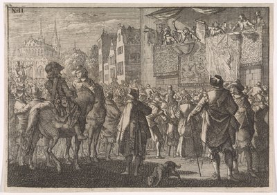 Proklamasjon av freden i Osnabrück i en by, 1648 av Caspar Luyken (attributed to)