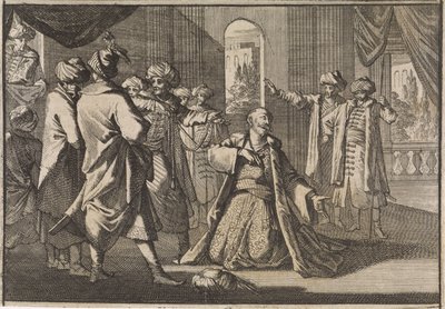 Emir Fakardin ber Sultan Murat IV om livet, 1633 av Caspar Luyken (attributed to)