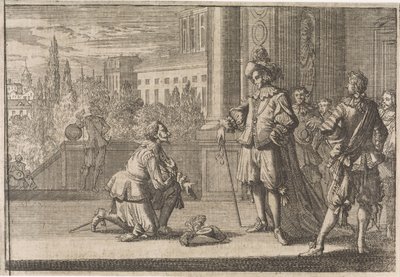 Charles IV, hertugen av Lorraine kneler foran Ludvig XIII, 1641 av Caspar Luyken (attributed to)