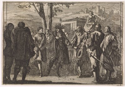 Kong Charles I av England blir tatt til fange av de engelske soldatene, 1647 av Caspar Luyken (attributed to)