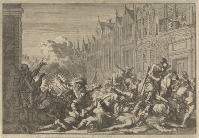 Angers okkupert av Mazarin-tilhengere overfalt av guvernør De Rohans ti våpen, 1652 av Caspar Luyken