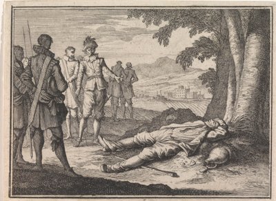 Filip den gode finner en beruset bonde under et tre av Caspar Luyken