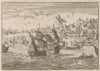 Genova bombardert av den franske flåten, 1684 av Caspar Luyken