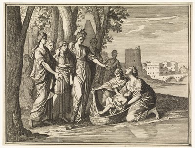 Moses blir funnet av faraos datter av Caspar Luyken