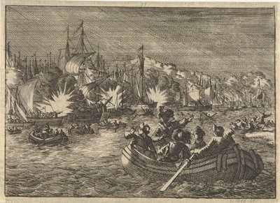Spansk flåte på Schelde tatt til fange og brent av nederlenderne, 1631 av Caspar Luyken