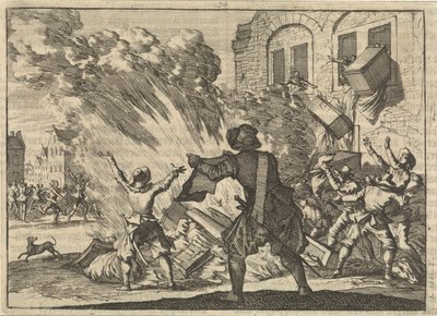 Tolhuis i Lyon blir plyndret som et resultat av økte særavgifter, 1625 av Caspar Luyken