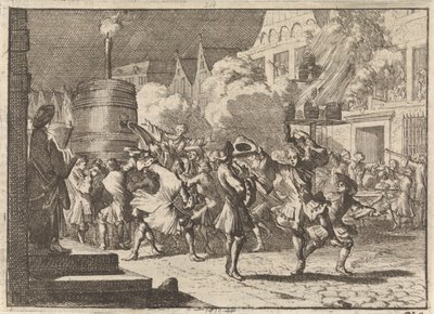 Glede i Paris ved den falske rapporten om William IIIs død i slaget ved Boyne, 1690 av Caspar Luyken