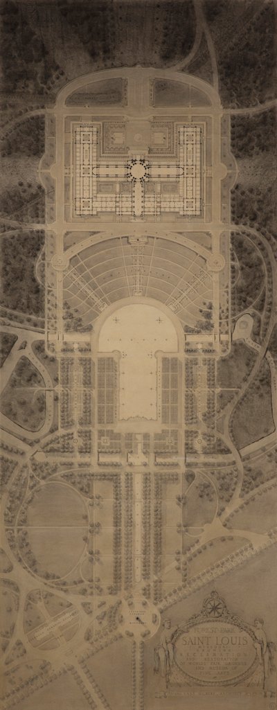 Forest Park, Saint Louis, Missouri: Viser gjenvinning og restaurering av verdensutstillingsområde og Museum of Fine Arts av Cass Gilbert