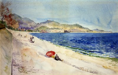 På stranden nedenfor Promenade des Anglais, Nice, Frankrike, 1898. av Cass Gilbert
