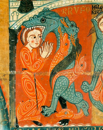 The Martyrdom of St Margaret, detalj (tempera på tre) av Catalan School
