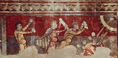 The Stening of Saint Stephen, ca. 1100 (freskomaleri overført til lerret) av Catalan School