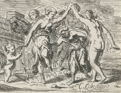 Dansende kvinner og Amor av Catharina Questiers