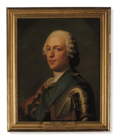 Prins Charles Edward Stuart, i rustning, med blått ramme av strømpebåndsordenen (olje på lerret) av Catherine (attr. to) Read