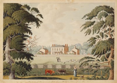 Belle Vue, Seat Robert Reynolds, Esquire hentet fra øst (wc med penn og blekk på papir) av Catherine Reynolds