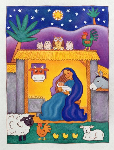 A Farmyard Nativity, 1996 (wc) av Cathy Baxter