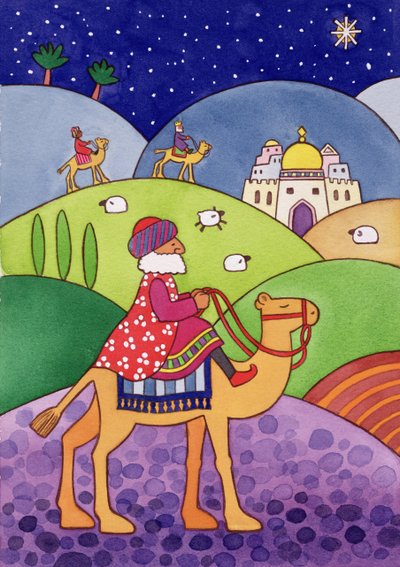 The Three Kings, 1997 (wc på papir) av Cathy Baxter