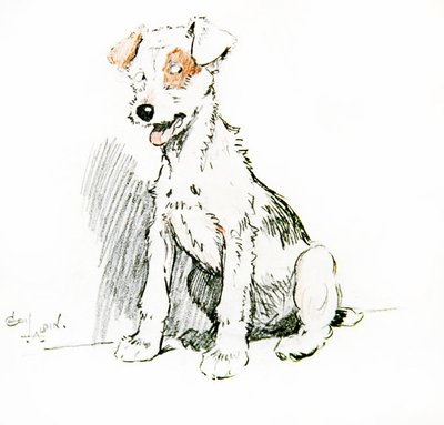En engel i huset (kritt på papir) av Cecil Charles Windsor Aldin