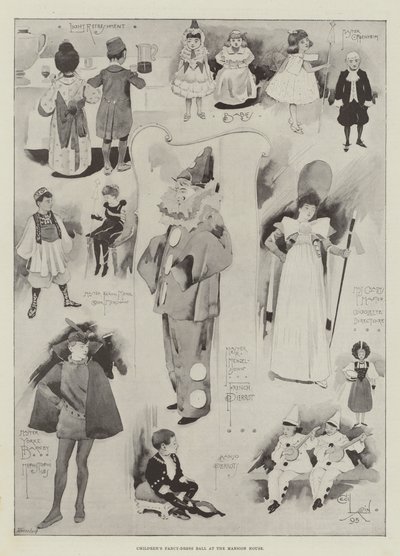 Fancy-dress ball for barn i Mansion House av Cecil Charles Windsor Aldin