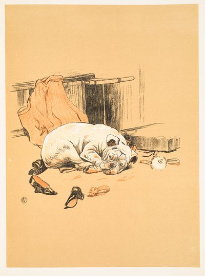 Skuffelse over ikke å finne sjokoladene, fra A Gay Dog, Story of a Foolish Year Aldin, Cecil Charles Windsor (1870-1935), publisert William Heineman, 1905. 1st Edition, Illustration, Chalk and C av Cecil Charles Windsor Aldin