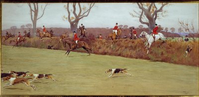 Jaktscene, mannskapet Blackmoor Watercolor av Cecil Aldin (1870-1935) Privatsamling fra 1800-tallet av Cecil Charles Windsor Aldin