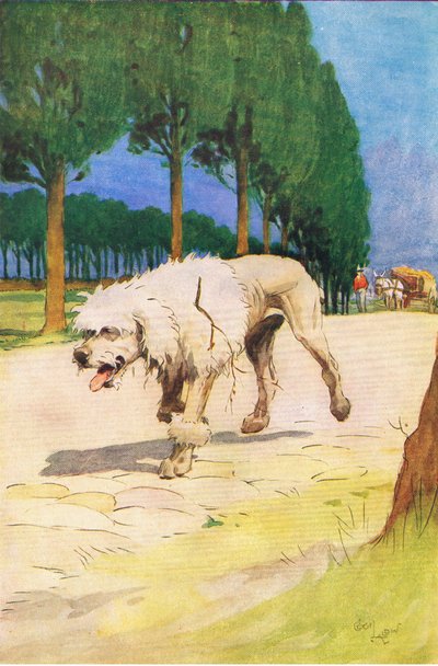 Moufflou (fra historien Moufflou), illustrasjon fra A Staircase of Stories utgitt av Thomas Nelson & Sons Ltd 1940-tallet (farge litho) av Cecil Charles Windsor Aldin