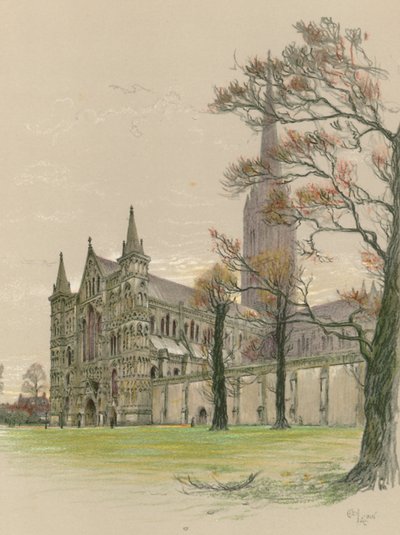 Salisbury katedral av Cecil Charles Windsor Aldin