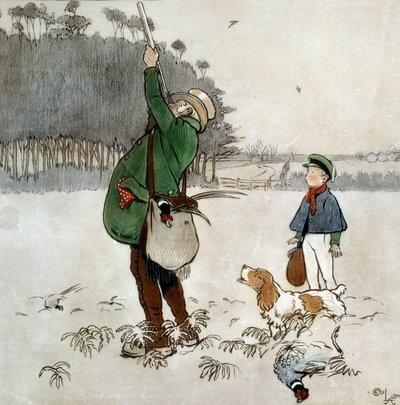 The Fighter Shooting Ducks Akvarell av Cecil Aldin (1870-1935) Privatsamling fra 1800-tallet av Cecil Charles Windsor Aldin