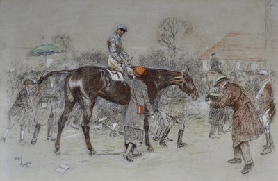 Å lede i vinneren mens bookmakerne jublet, ca. 1920-25 (pastell) av Cecil Charles Windsor Aldin