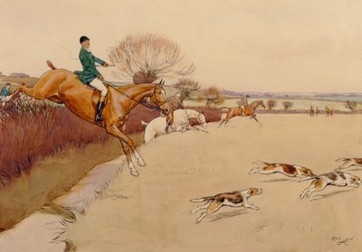 Opp og over (grafitt, penn og blekk og wc på papir) av Cecil Charles Windsor Aldin