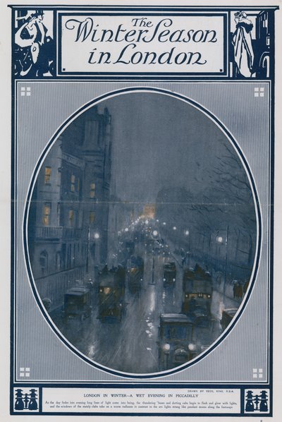 London in Winter - en våt kveld i Piccadilly av Cecil King