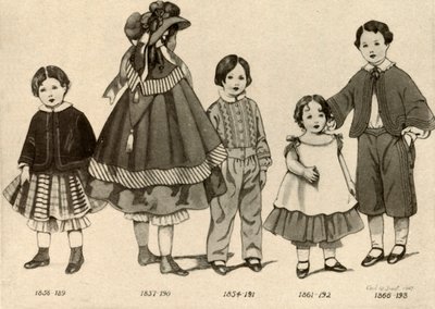 Barneklær fra 1850-1860, 1907, 1937. av Cecil W. Trout