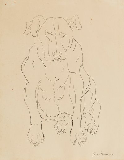 Nancy Morris sin oksehund av Cedric Morris