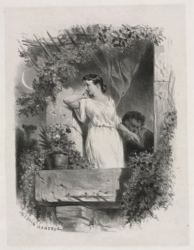 På balkongen, 1842. av Celestin Francois Nanteuil