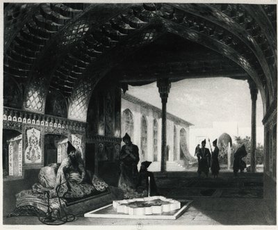 Speilsalen i Palace of the Sardar of Yerevan, av Celestin Francois Nanteuil (1813-1873), Armenia av Celestin Francois Nanteuil