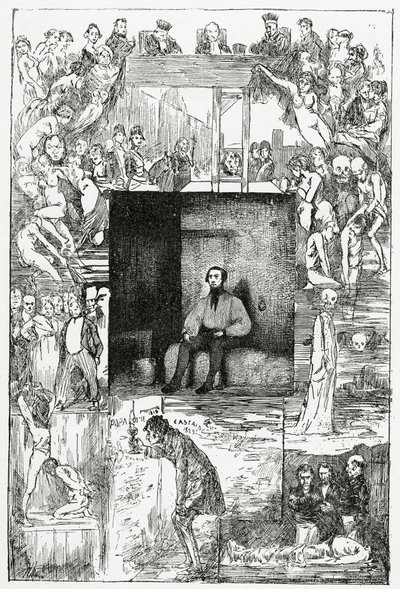Den siste dagen av domfelte, 1800-tallet (bw-gravering) av Celestin Francois Nanteuil