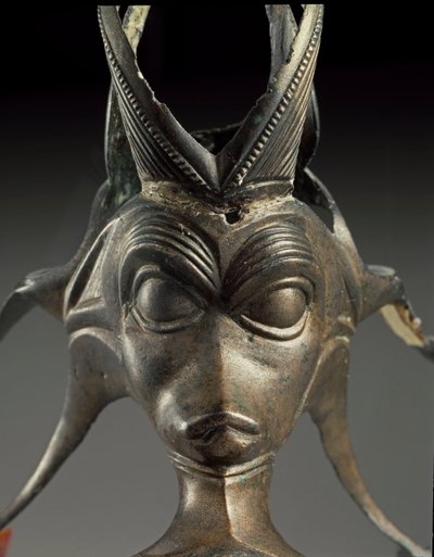 Keltisk kunst: dekorativt element i en bronsemugge i form av et fantastisk skapningshode. 3. århundre f.Kr. Fra Brno Malomerice (Moravia). Brno, Moravian Museum av Celtic