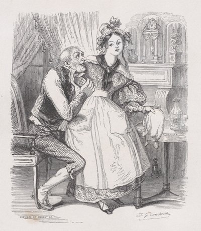 The Old Bachelor fra The Complete Works of Béranger, 1836 av Cesar Auguste Hebert