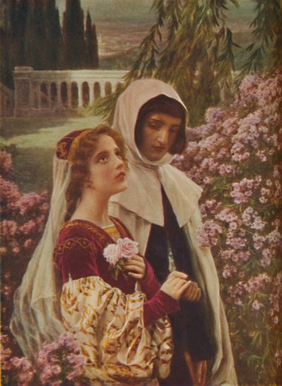 'Dante Aligheri - Dante og Beatrice i hagen', c1925 av Cesar Saccagi