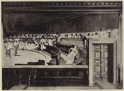 Arraignment of Catiline (litho) av Cesare (after) Maccari