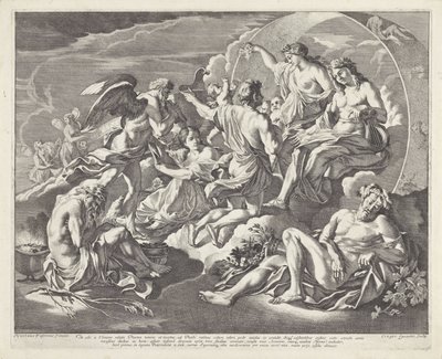 Phaëthon spør om han får ri i Apollos vogn av Cesare Fantetti