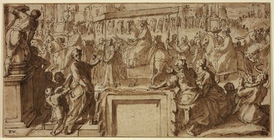 Saint Charles Borromeo Entering the Town of Pavia: Design for a Wall Decoration av Cesare Nebbia