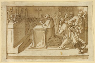Saint Charles Borromeo som ærer relikviene av Cesare Nebbia