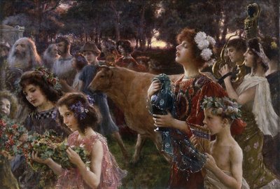 The Procession (olje på lerret) av Cesare Saccaggi