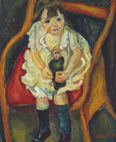 Liten jente med en dukke; Den lille jenta med en dukke, ca. 1925 av Chaim Soutine