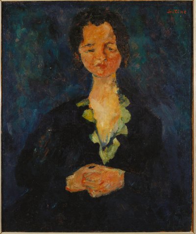 Portrett av en kvinne med blå bakgrunn, 1927 av Chaim Soutine